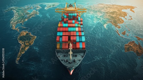 Technology Cargo Container Ship Futuristic Global Logistics international delivery concept