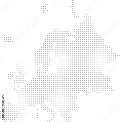 Europe – circle dot grid vector map (Lambert Azimuthal equal area projection, PPT-compatible & fully editable)