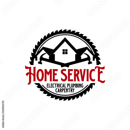 Construction Home Repair Service Care and Building Renovation Concept Logo Design Template
