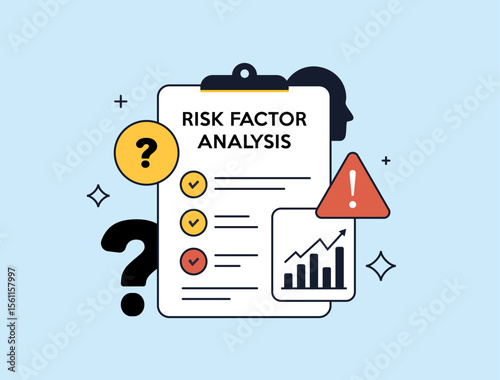 Risk factor analysis supports business forecasting and financial risk evaluation. Risk factor analysis contributes to strategic planning and accurate decision-making processes vector illustration