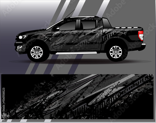 Car wrap design vector. Graphic abstract stripe racing background designs for vehicle, rally, race, adventure and car racing livery