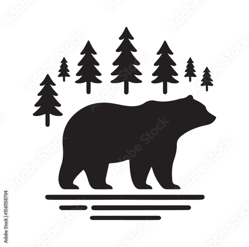 bear silhouettes vector, set of animals Brown grizzl Black vector