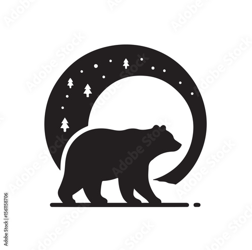 bear silhouettes vector, set of animals Brown grizzl Black vector