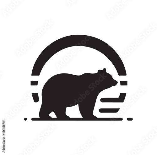 bear silhouettes vector, set of animals Brown grizzl Black vector