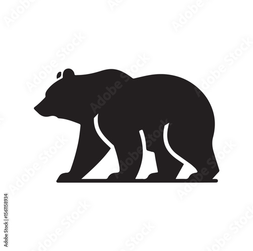 bear silhouettes vector, set of animals Brown grizzl Black vector