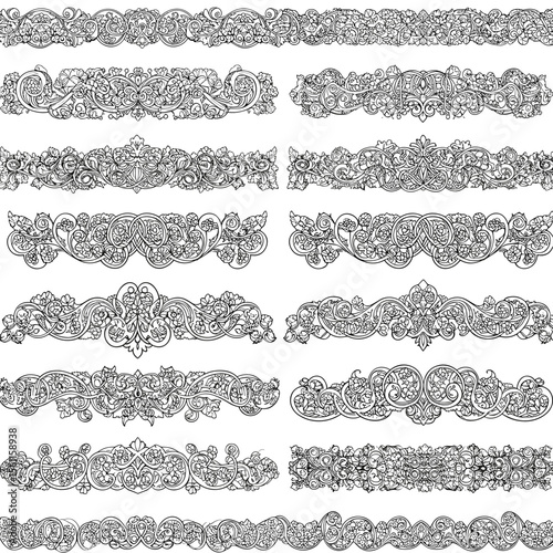 Decorative vintage borders and ornaments in intricate patterns  