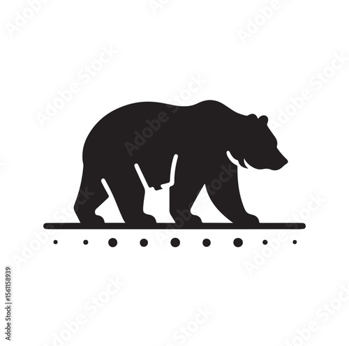 bear silhouettes vector, set of animals Brown grizzl Black vector