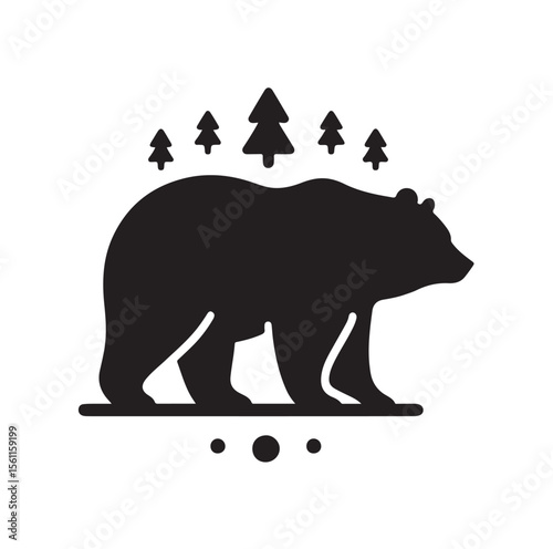 bear silhouettes vector, set of animals Brown grizzl Black vector