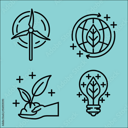 Eco friendly green sustainable energy simple icon clean environmental power