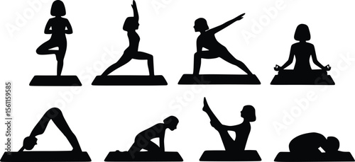 set of yoga poses
