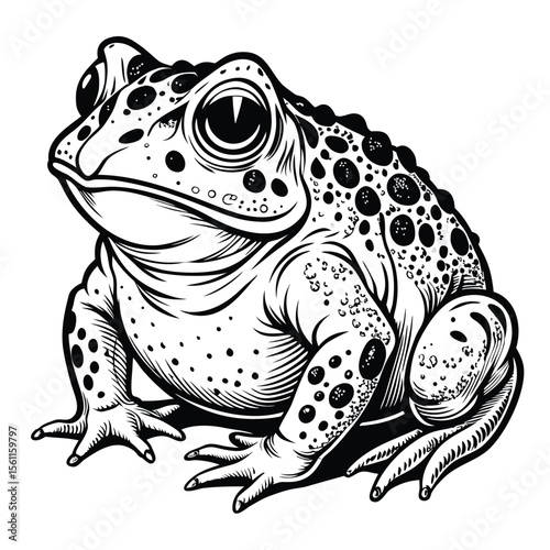  black and white toad with exaggerated warts and 