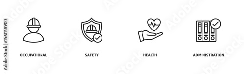 OSHA banner web icon vector illustration concept for occupational safety and health administration with an icon of worker, protection, healthcare, and procedure