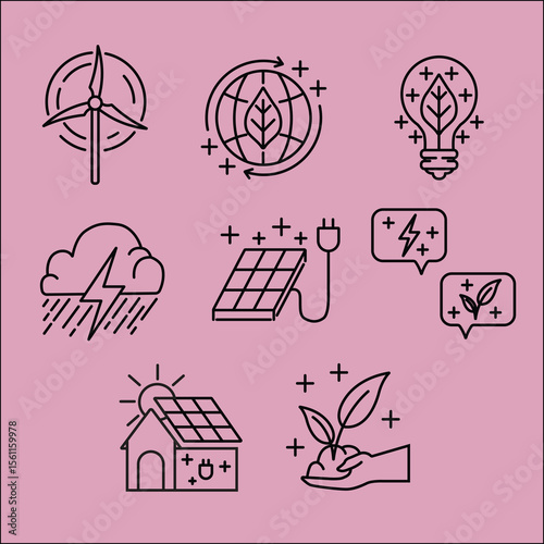 Eco friendly green sustainable energy simple icon clean environmental power