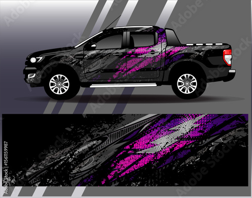 Car wrap design vector. Graphic abstract stripe racing background designs for vehicle, rally, race, adventure and car racing livery