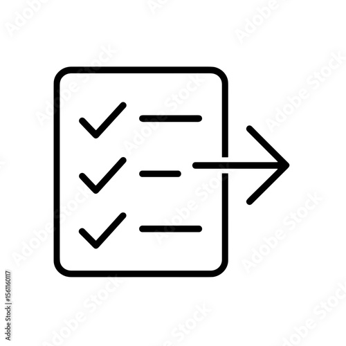Checklist with arrow icon representing a quick task – outline