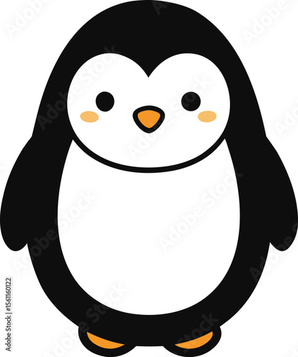 chubby penguin with short feet and round cheeks .eps