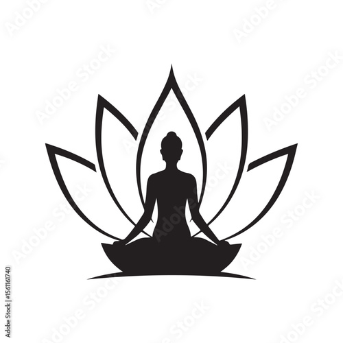 lotus yoga pose vector silhouette clip art logo design illustration collections.