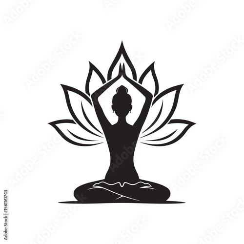 lotus yoga pose vector silhouette clip art logo design illustration collections.