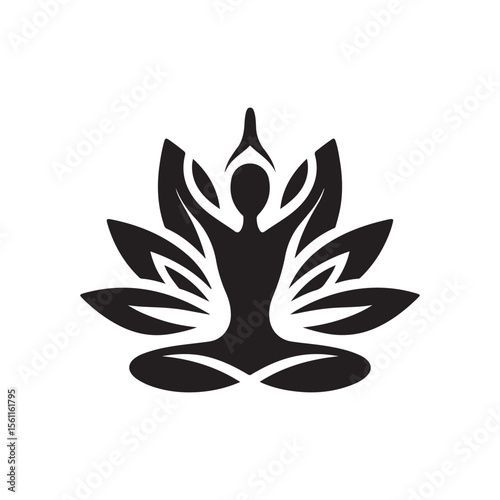 lotus yoga pose vector silhouette clip art logo design illustration collections.