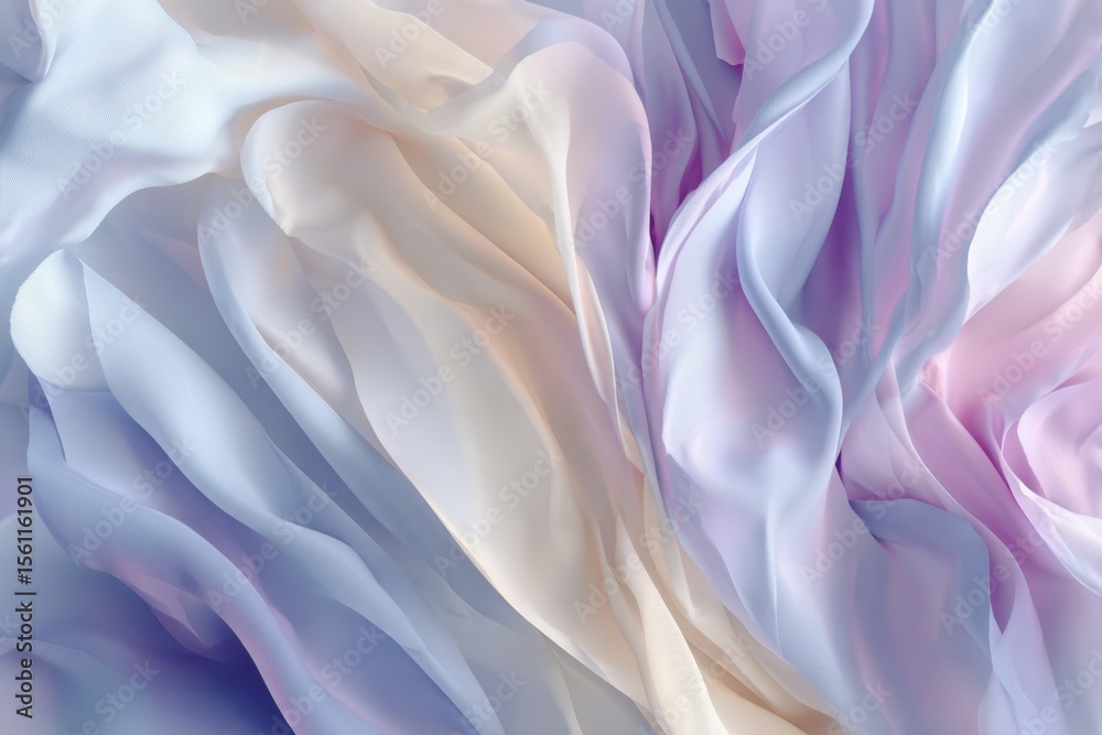 Obraz premium Abstract silky fabric waves in soft pastel colors, creating a serene and dreamy atmosphere