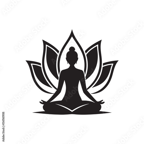 lotus yoga pose vector silhouette clip art logo design illustration collections.