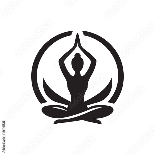 lotus yoga pose vector silhouette clip art logo design illustration collections.