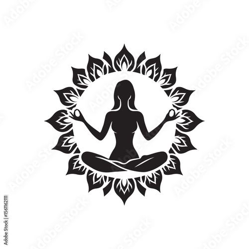 lotus yoga pose vector silhouette clip art logo design illustration collections.