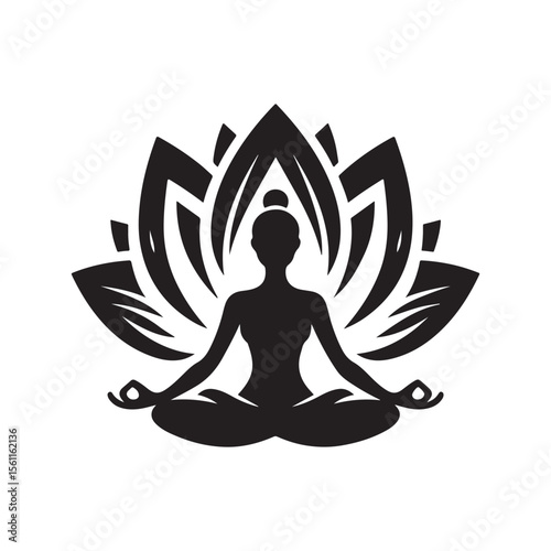 lotus yoga pose vector silhouette clip art logo design illustration collections.