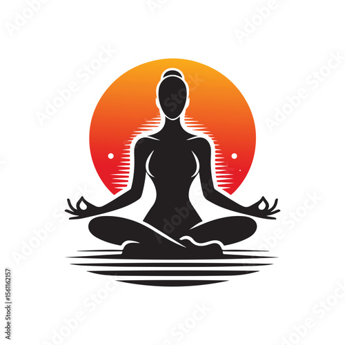 lotus yoga pose vector silhouette clip art logo design illustration collections.