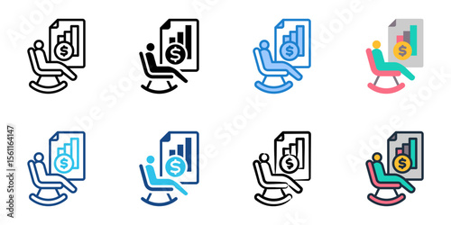 Retirement planning icon set multiple style collection 

