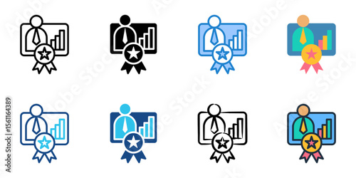 Certified Public Accountant icon set multiple style collection 
