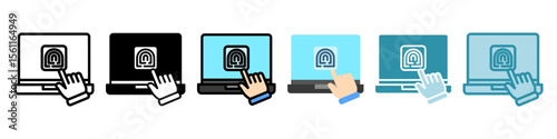 Biometric Scan multi style, mini illustration icon set. Vector for modern concept, print, UI, UX kit, web and app development. Related to product offering, marketing, business.