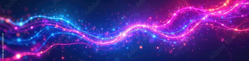 Obraz premium Abstract swirling neon lights in vibrant hues of blue, pink, and purple creating a dynamic and energetic electrical visual effect, perfect for backgrounds or design elements , dynamic, effect, bright