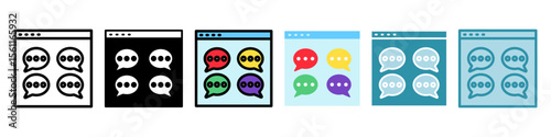 Chat Log multi style, mini illustration icon set. Vector for modern concept, print, UI, UX kit, web and app development. Related to product offering, marketing, business.