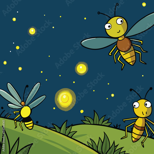 a fireflies at night