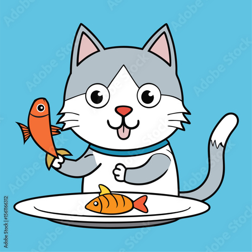 cat and fish
