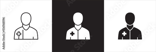 Male nurse icon. Male doctor medical staff icon. Healthcare symbol. Icon symbol compatible for medic consultation, surgeon, nurse, physician, health care. Vector illustration