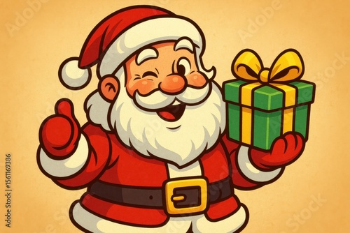 Winking Santa Surprise, Christmas, Santa, Gift, Holiday, Surprise, Xmas, Gift Box, Cheerful, Winter