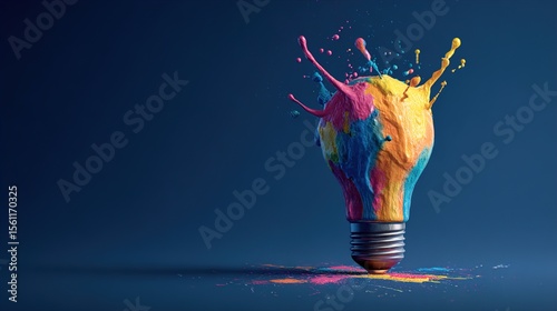 light bulb with splashes paint