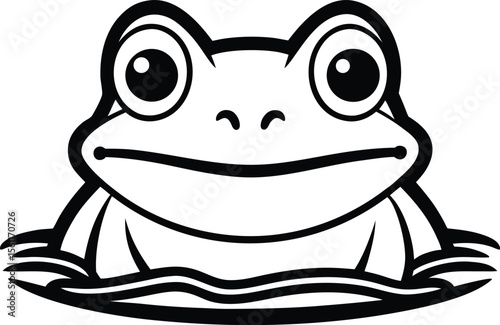 outline of a frog peeking out of water simple b.eps