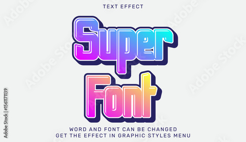 Super font text effect in 3d design