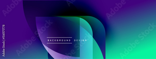 Abstract gradient background. Purple, blue, green hues blend smoothly. Modern design element for digital projects. Text reads background design.