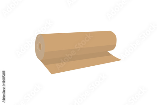 Kraft paper roll for packaging in flat illustration. Kraft paper isolated on white background. Vector illustration
