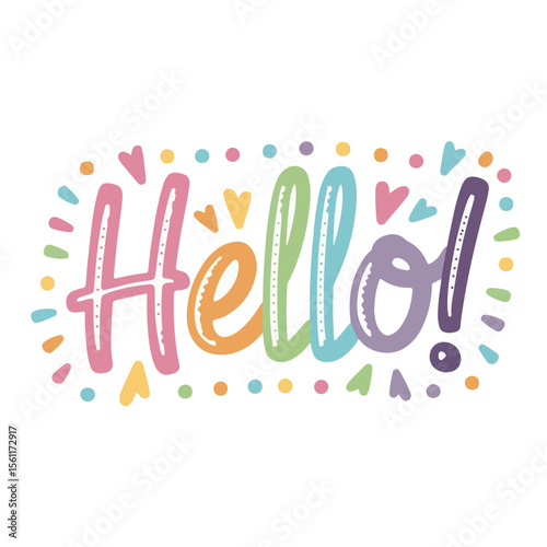 Vibrant and playful hand drawn hello text design with a cheerful colorful and artistic aesthetic perfect for greeting cards and creative projects