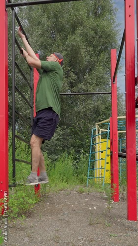 Healthy Aging: Older Man Strength Training. Abdominal Press Exercise.