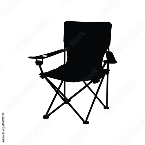 Silhouette of a folding camping chair, perfect for outdoor adventures and relaxation