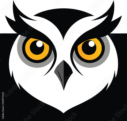  realistic owl eyes and beak close up black and .eps