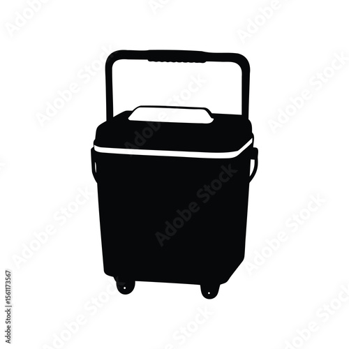 Silhouette illustration of rolling cooler for picnics and outdoor events