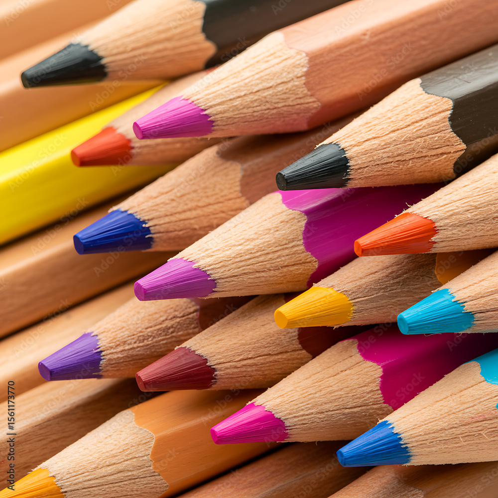 Vibrant Colored Pencils Close-Up Art Supplies and Creativity Vibrant Colored Pencils Close-Up Art Supplies and Creativity