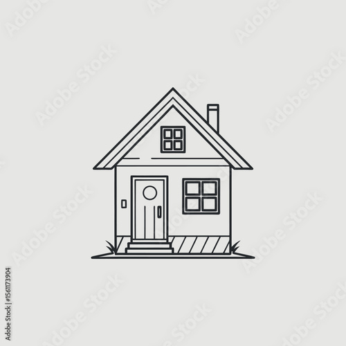 Minimalist vector home icon, simple black outline house symbol, perfect for web, mobile apps, user interface design, real estate, or navigation concepts. Isolated on white background